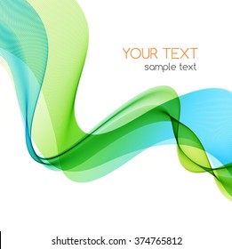 Abstract motion smooth color wave vector. Curve green and blue  lines 