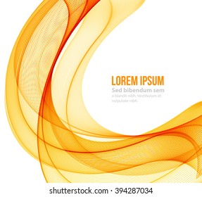 Abstract motion smooth color wave vector. Curve orange and yellow  lines 