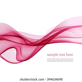 Abstract motion smooth color wave vector. Curve red lines.
