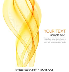 Abstract motion smooth color wave vector. Curve orange yellow lines.