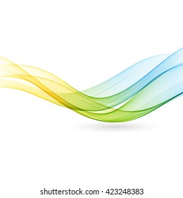 Abstract motion smooth color wave vector. Curve green and blue  lines 