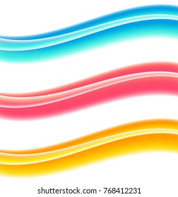 Abstract motion smooth color wave vector. Set of Curve colorful lines. Smooth dynamic soft style on light background. Vector illustration