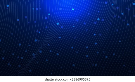 Abstract motion wave or shiny moving lines with particles for modern science and technology concept background. Vector illustration.