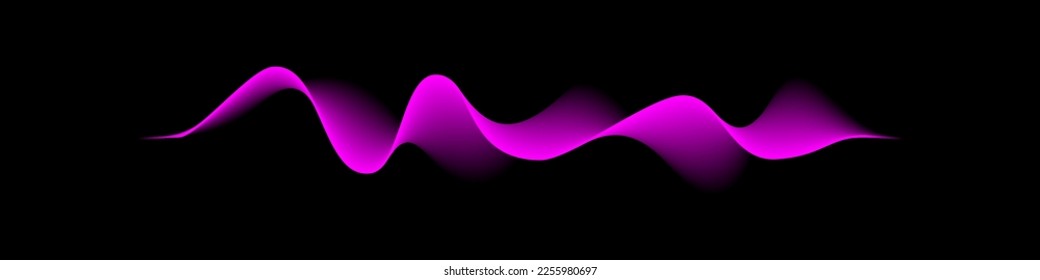 Abstract motion wave vector illustration. Pink design element for party, music or technology modern concept isolated on black background.