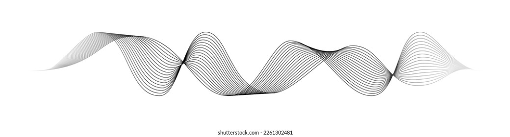 Abstract motion wave vector illustration. Black design element for party, music or technology modern concept isolated on white background.