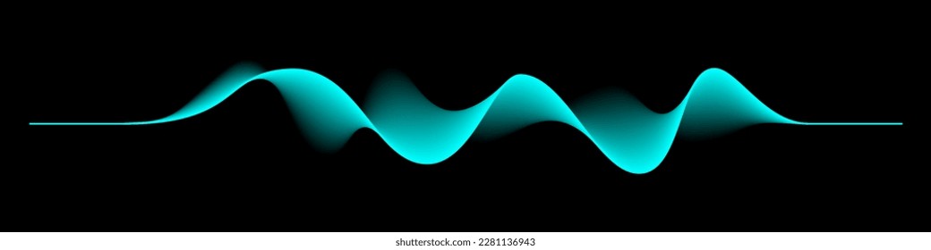 Abstract motion wave vector illustration. Blue design element for party, music or technology modern concept isolated on black background.