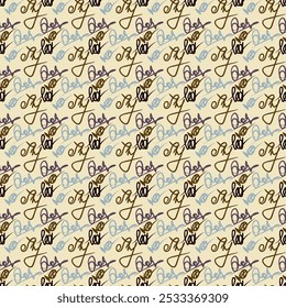 Abstrato padrão caligráfico sem emenda. Fundo desenhado à mão para o seu design. Têxtil, embalagem, decoração de blog, banner, cartaz, papel de embrulho. Vetor. 