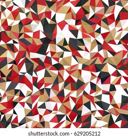Abstract motley geometric low poly triangles ornament vector illustration. Seamless pattern. Red, black, white, gray, beige, brown gradient mosaic texture background.