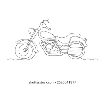 Abstract motorcycle, bike, continuous single one line art hand drawing sketch logo