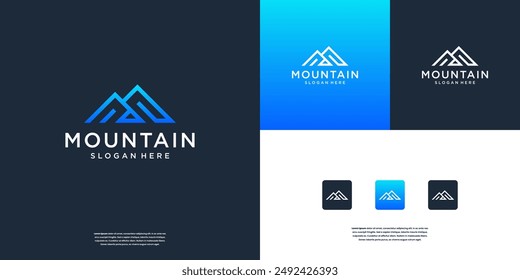 Abstract mountain adventure logo design template