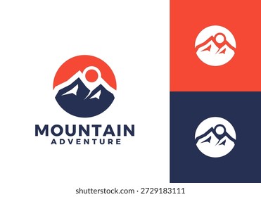 abstract mountain adventure logo design vector concept