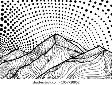 Abstract mountain art line 