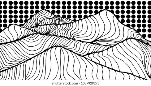 Abstract mountain art line 