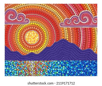 abstract mountain art. Pixel dot art in vector illustration. mountain view for wall design.