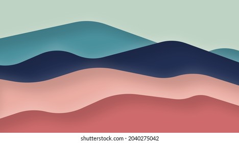 Abstract mountain background illustration. Mountain view papercut colorful background illustration vector