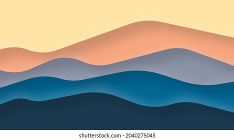 Abstract mountain background illustration. Mountain view papercut colorful background illustration vector