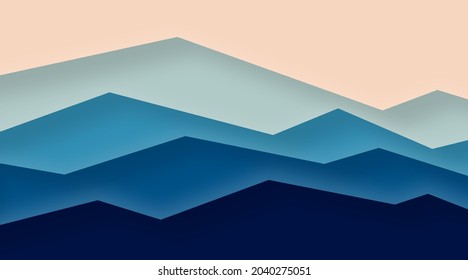 Abstract mountain background illustration. Mountain view papercut colorful background illustration vector