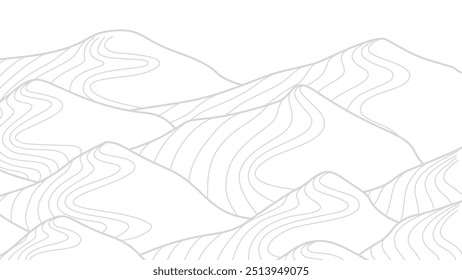 Abstractas fondo de montaña. Fondo de montaña de estilo de línea. Dibujado a mano ilustración de artes de línea de montaña.