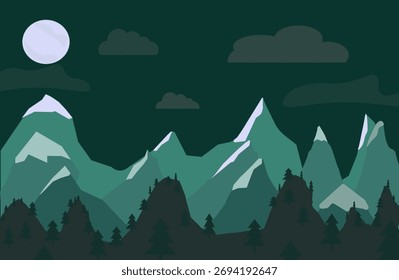 Abstract mountain background vector. Watercolor oriental style, landscape, hills, moon with gold, dots, lines texture. Nature illustration design for home decor, wallpaper, prints.