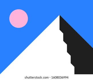 Abstract mountain banner. Flat geometric design vector.