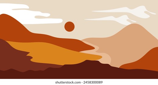 Abstract Mountain Bohemian Landscape Vector Illustration