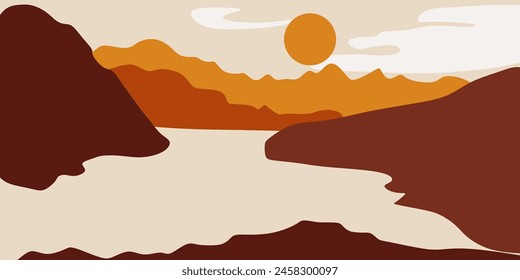 Abstract Mountain Bohemian Landscape Vector Illustration