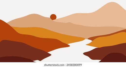 Abstract Mountain Bohemian Landscape Vector Illustration