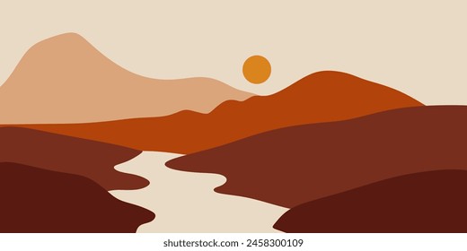 Abstract Mountain Bohemian Landscape Vector Illustration