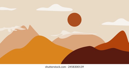 Abstract Mountain Bohemian Landscape Vector Illustration