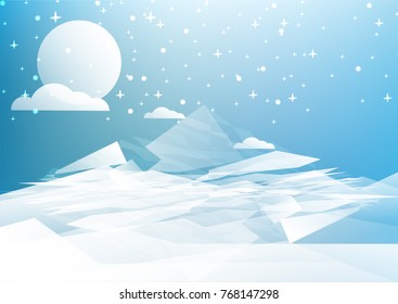 abstract Mountain and cloud and star and moon on sky white and gray color background with smooth lines,vector illustration