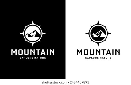 abstract mountain and compass logo design