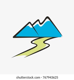 Abstract mountain in doodle style logo