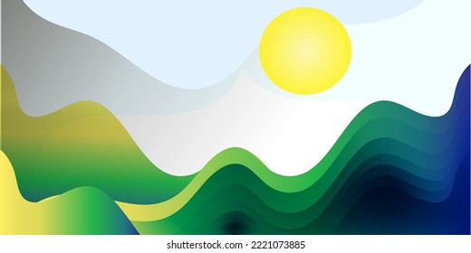 abstract mountain enviorment with wave