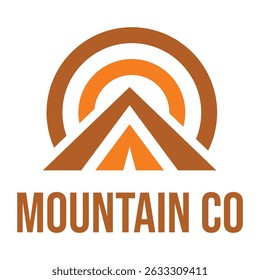 Diseño de logotipo minimalista plano de montaña abstracto