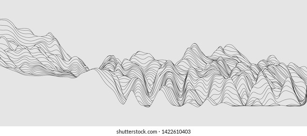 abstract mountain geometry contour line, for concept minimal skyline, wave, sea.