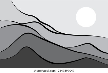 Montanha abstrata com vetor de plano de fundo cinza