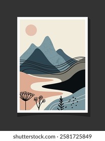 Abstract mountain illustration in a unique and modern style