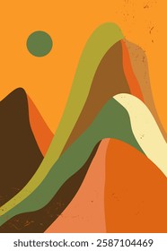 Abstract mountain illustrations. Flat design style. Mid century modern minimalist art print. Abstract backgrounds landscape  use for print art, poster, cover, banner