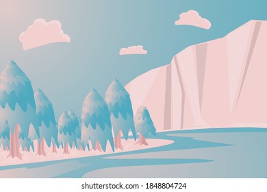 Abstrakter Berg und See. Naturkiefernwald. Wolkenform im Schatten. Farbe des KiefernFarbverlaufs. Design esp10