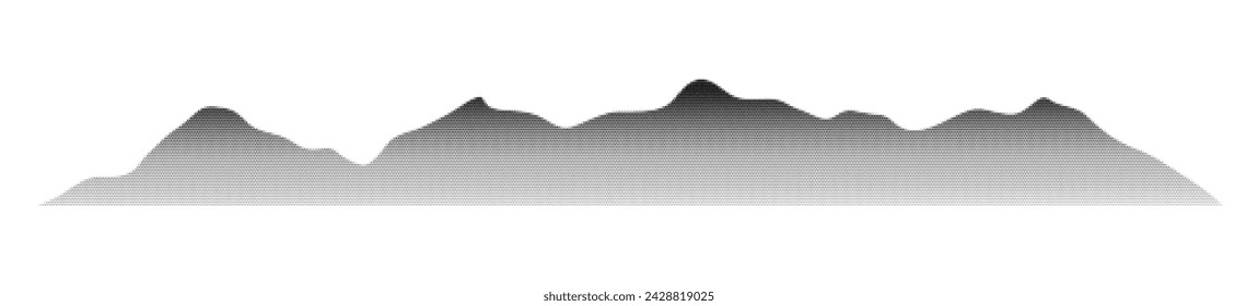Fondo abstracto del paisaje de la montaña con la textura. Estética dinámica de ruido y granulado. Ilustración vectorial plana aislada sobre fondo blanco.