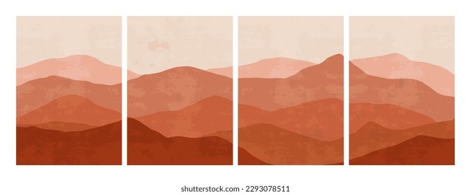 Abstract mountain landscape collage. Modern minimalist horizon panorama, geometric nature wallpaper. Vector isolated set