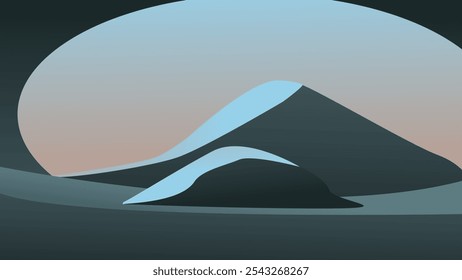 Paisaje de montaña Abstractas al amanecer con cielo degradado