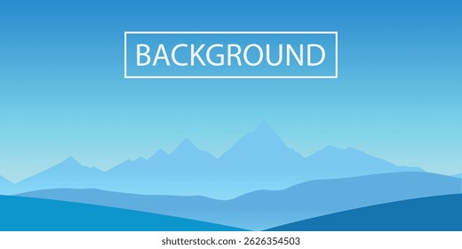 Paisagem de montanha abstrata ao amanhecer. A imagem tem um estilo minimalista com tons azuis e azuis que transmitem a atmosfera tranquila da natureza, céu e montanhas, perfeito como um fundo.