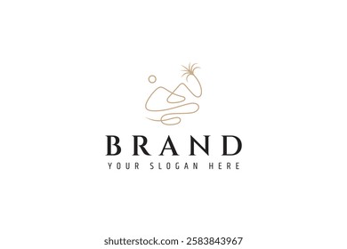 abstract mountain landscape line art logo