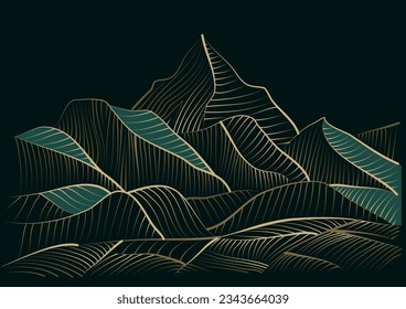 Abstract mountain landscape lineart print