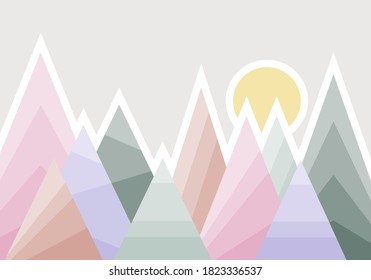 Abstract mountain landscape mural for a child's room. Vector illustration. Vector.