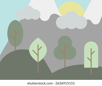 Abstract mountain landscape. Panoramic illustrations of mountain nature. Simple landscape. EPS 10.