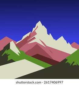 An abstract mountain landscape with sharp geometric shapes in monochrome. Ideal for logos, posters, and minimalist branding.