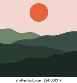 abstract mountain landscape. trendy flat background. colorful hills, desert dunes. minimalism illustration