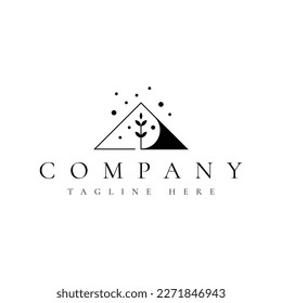 abstract mountain leaf vector logo design